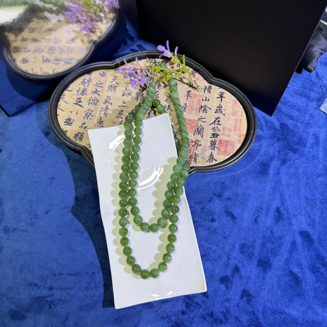 天然和田玉(碧玉)项链-多样性发一珠径10mm-HTY351