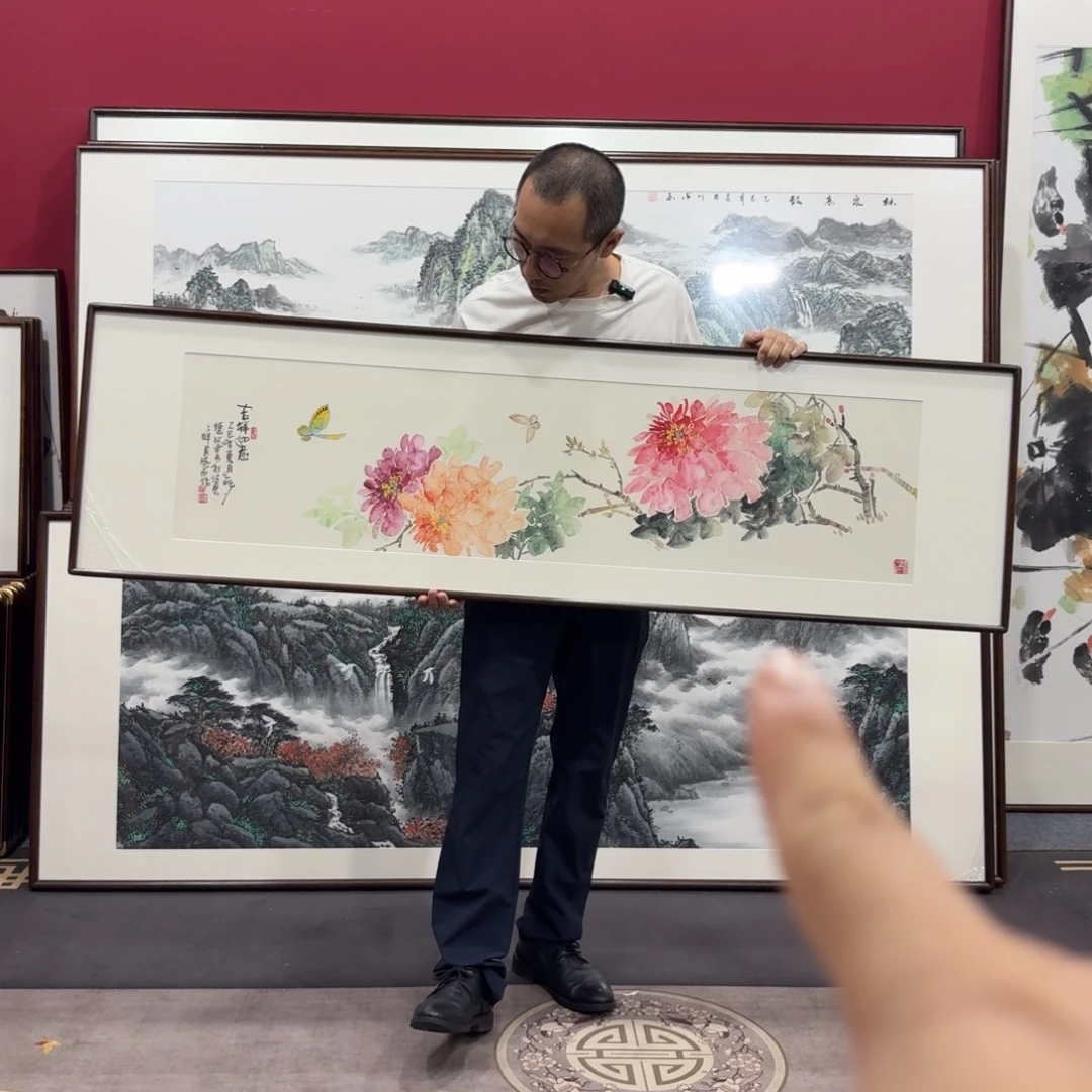 国画手绘作品带框160/45