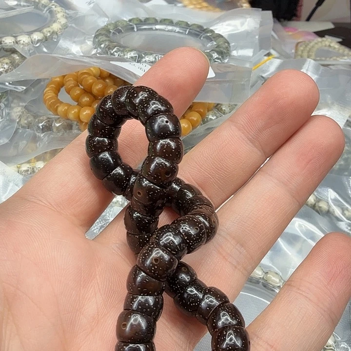 星月菩提手串麦**爱348黑星月菩提单圈大肠0.9