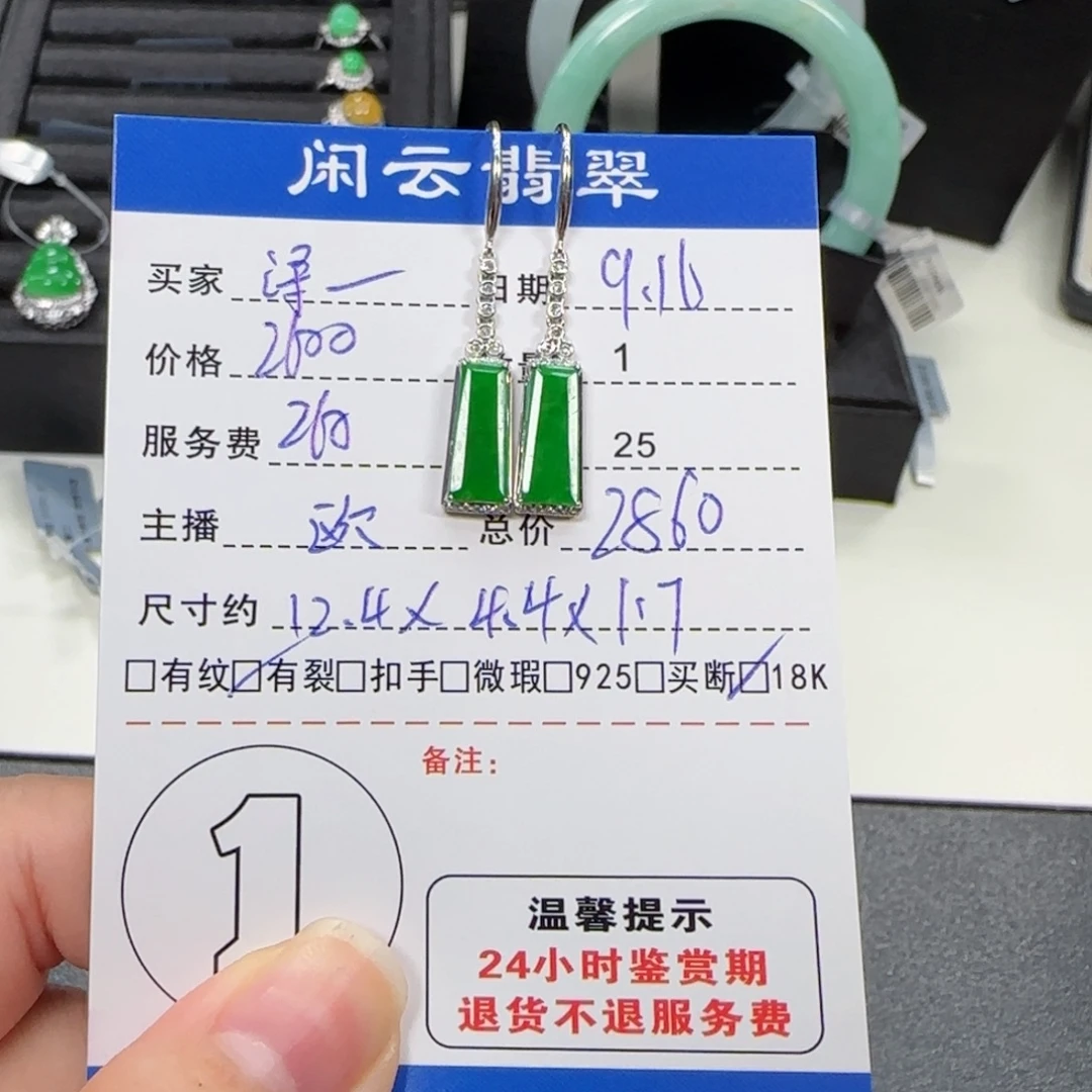 浔***18K金镶嵌翡翠耳饰
