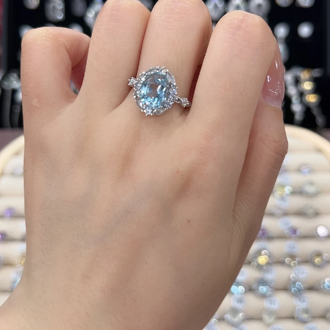 托帕石戒指银S925镶嵌繁华