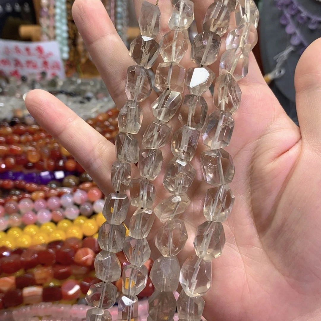 未镶嵌玛瑙/玉髓珠宝半成品茶晶随型一条卡13mm