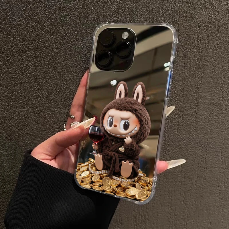 金币labubu手机壳适用苹果16promax镜面小米1513VIVO华为潮Reno14