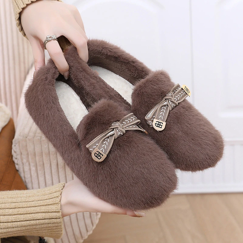 休闲冬季平面纯色棉鞋休闲风棉靴/毛靴保暖妈妈鞋舒适女鞋