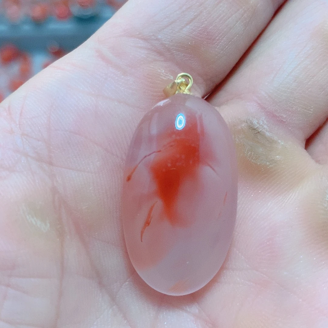 南红玛瑙银S925镶嵌吊坠(不含链)