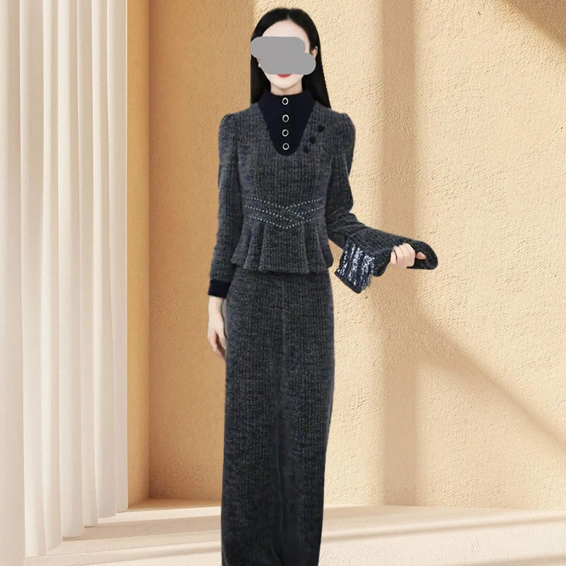 加厚小香风时尚套装女新款秋冬爆款贵夫人轻奢高级感两件套裤