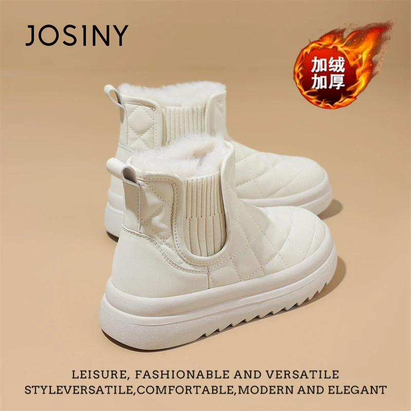 卓诗尼雪地靴女款冬季2025新款防水防滑厚底加绒保暖短靴棉靴女鞋