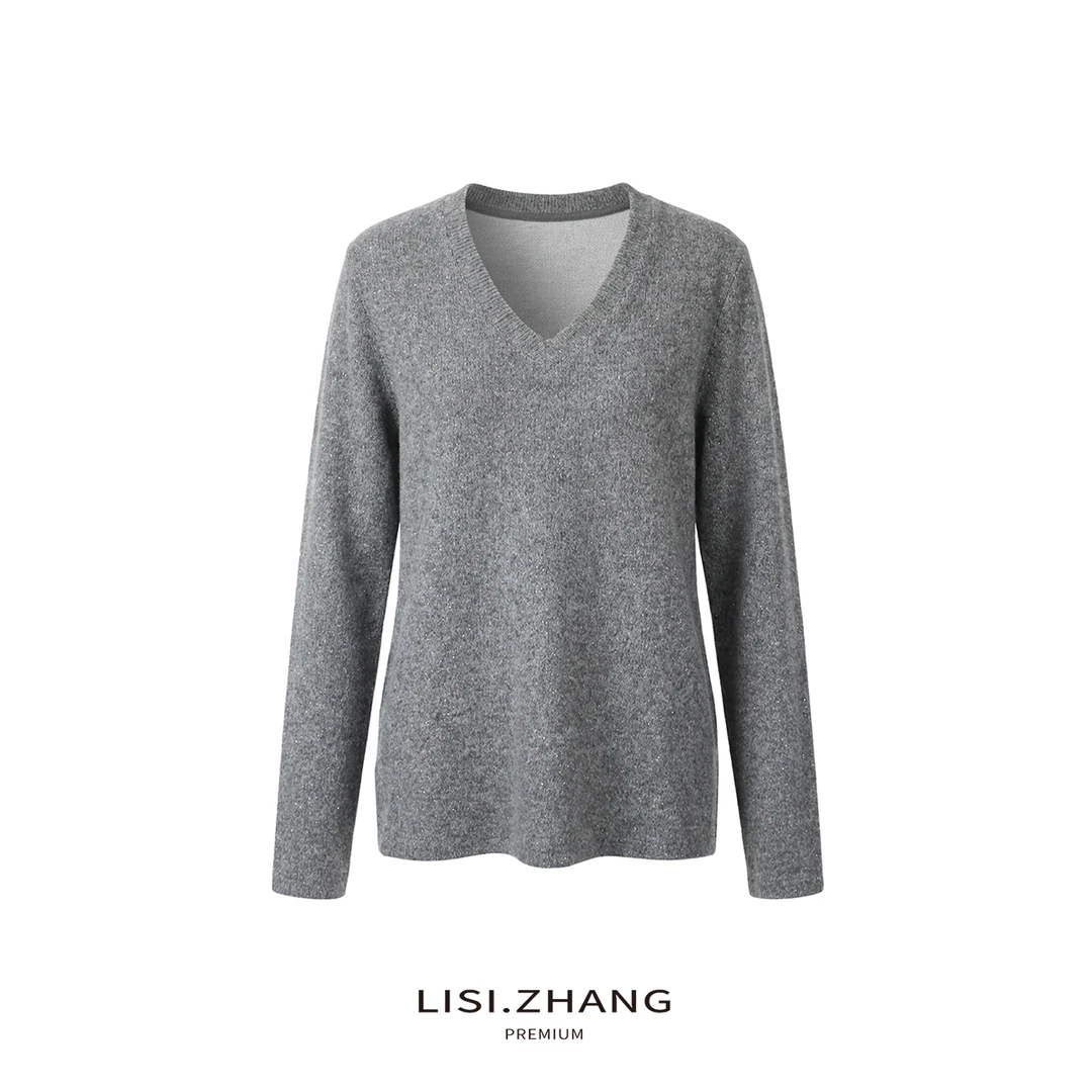 LISI.ZHANG--【V领薄款卫衣】基础纯色宽松长袖套头薄卫衣绒衫