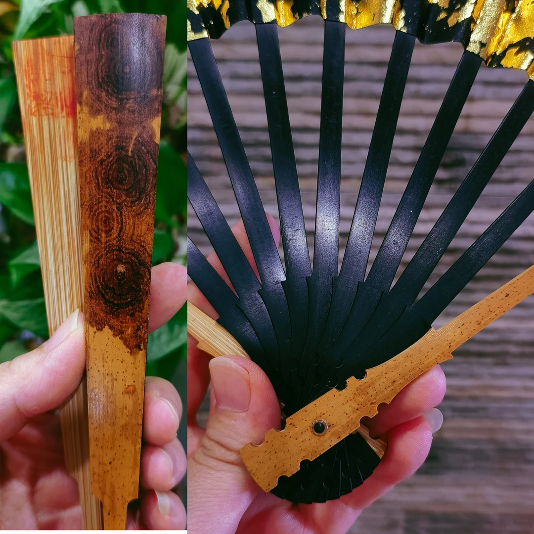 重器收藏330浙派非遗游魏麻栗坡云南湘妃竹8寸古琴头铲子文玩折扇