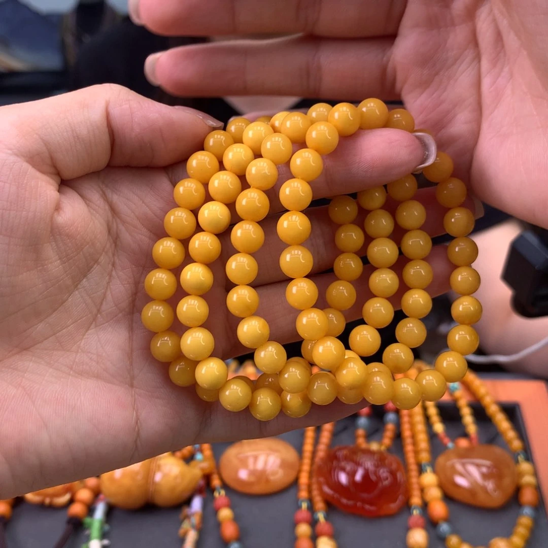 未镶嵌蜜蜡手串多样性发一