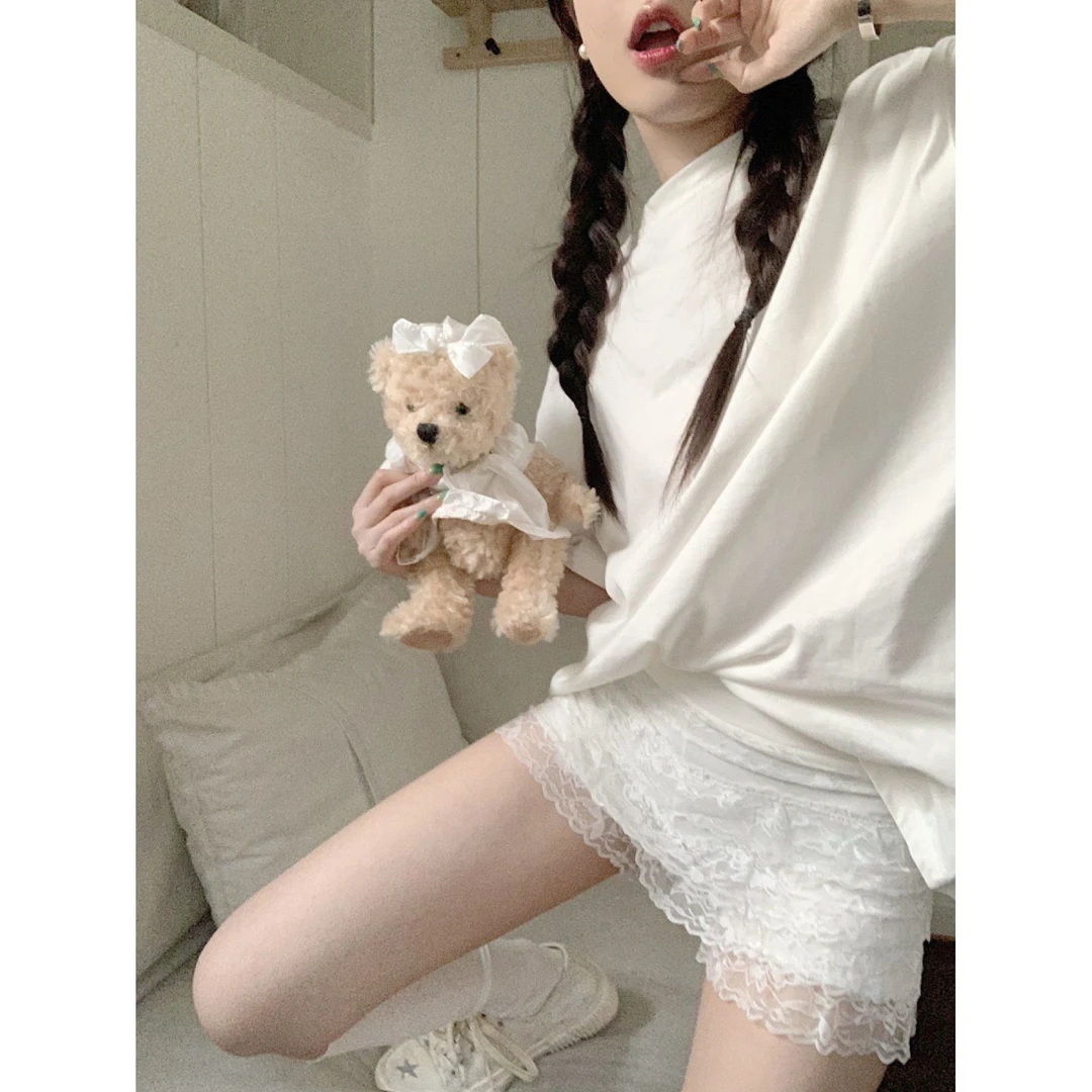 打底裤女春夏新款韩版蕾丝蛋糕层三分裤设计感短裤防走光裤女