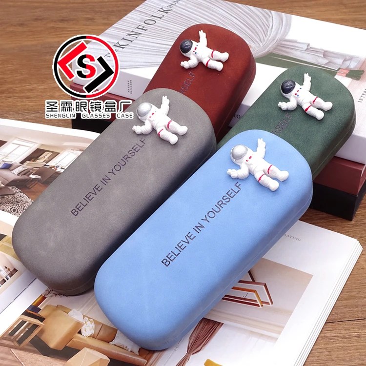 二百起太空人眼镜盒抗压中长条宇航员便携女学生男近视铁盒印Logo