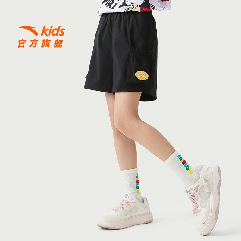 安踏儿童五分裤夏季百搭女童户外休闲运动短裤宽松潮流时尚工装裤