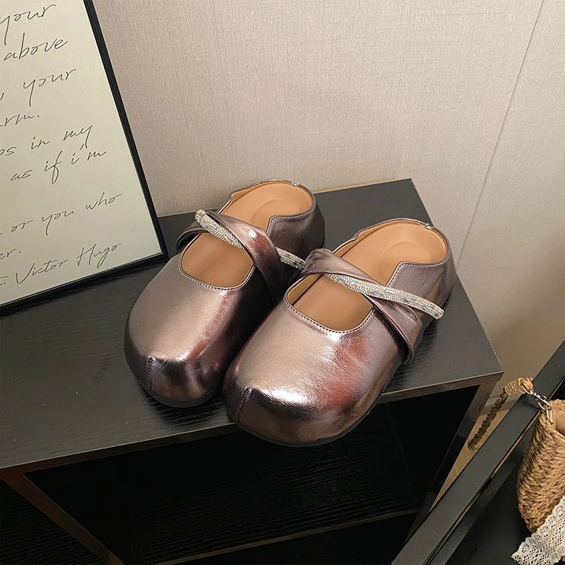 UHCK2025年春夏季新款时尚百搭勃肯鞋女款水钻哑光韩版小个子包头