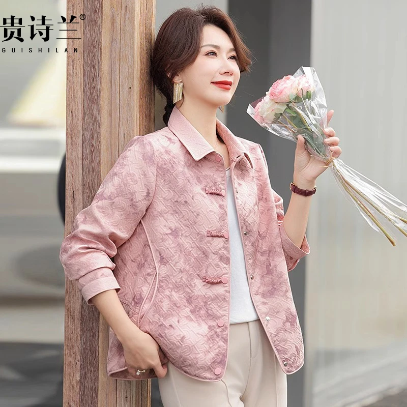 50多岁妈妈春装新中式国风外套2025新款贵夫人春秋季休闲时尚上衣