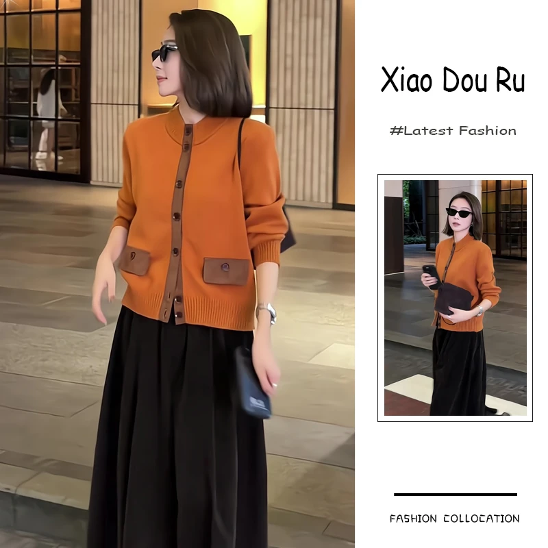 秋季流行穿搭一整套新款2025港风复古高级感针织毛衣阔腿裤两件套