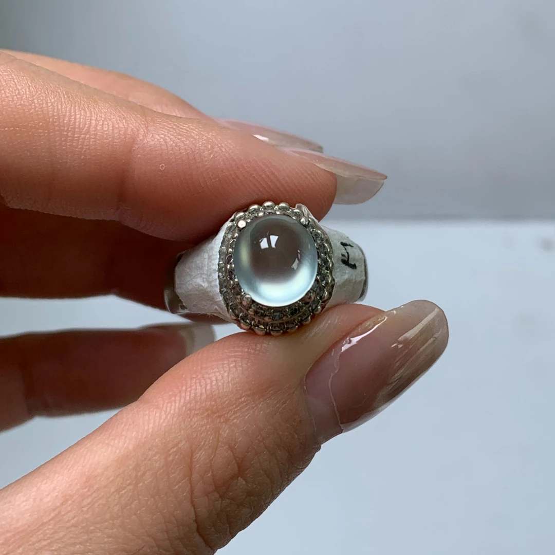 高冰玻璃种缅甸天然翡翠蛋面套件起钢味精致气质时尚轻奢正品