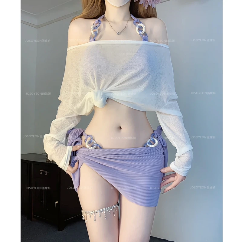 钟楚曦同款比基尼紫色泳衣女2025新款辣妹度假温泉纯欲风性感聚拢