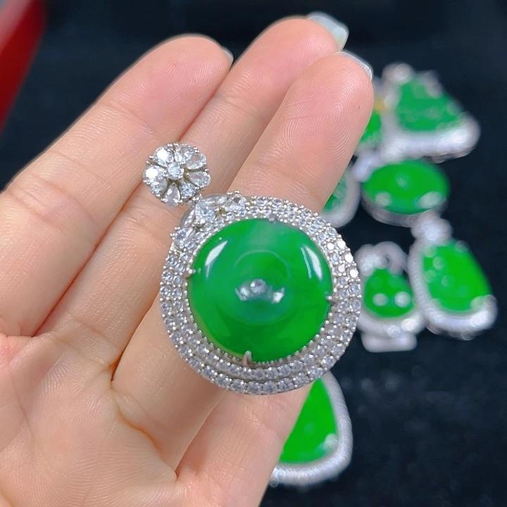 翡翠银S925镶嵌吊坠(不含链)