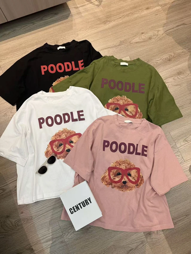 【不得不爱】2025新款时尚百搭休闲卡通减龄印花宽松短袖T恤