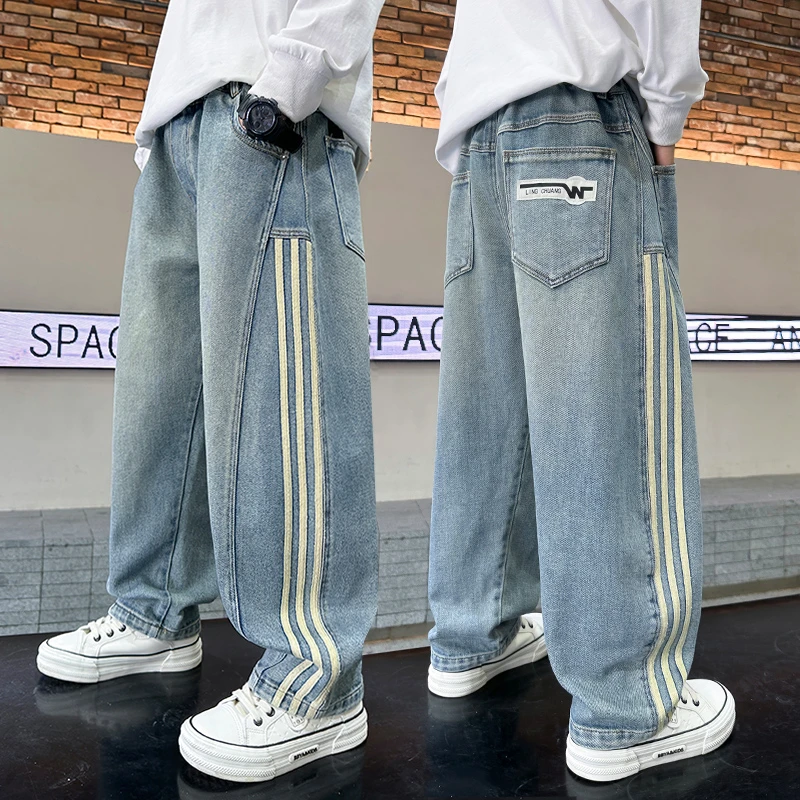 男童直筒牛仔裤春装儿童裤子春秋款2025新款洋气时髦秋季休闲长裤