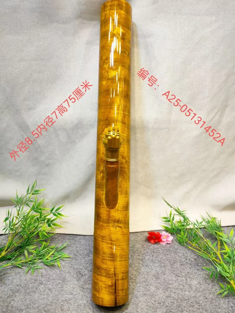 ,1452号缅甸金丝楠木水咽筒整体无拼接风干老料不易开裂变形