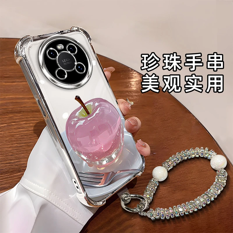 适用于【华为】Mate40Pro/EPro时尚创意水晶苹果全包电镀四角防摔壳