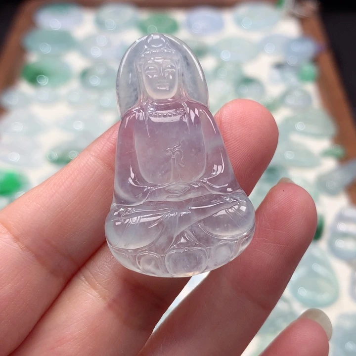 翡翠未镶嵌颈饰高冰素衣观音