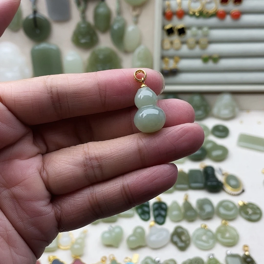 和田玉银S925镶嵌吊坠(不含链)