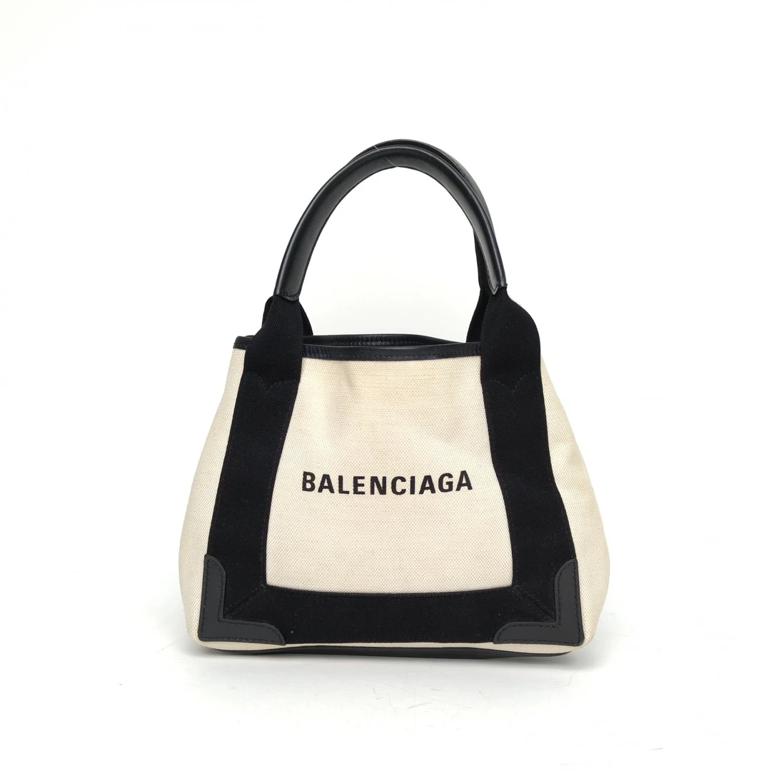 95新 Balenciaga/巴黎世家 小花Jerry活动沙滩包 黑白 帆布