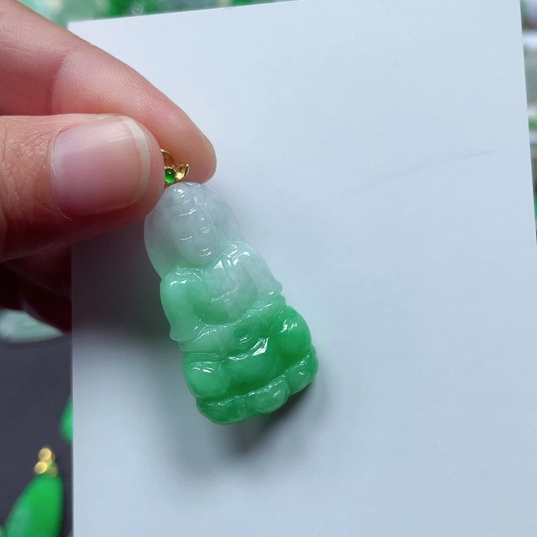 吊坠(不含链)18K金镶嵌翡翠