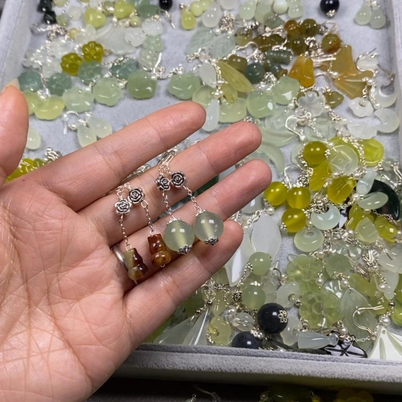 【闪购商品】未镶嵌蛇纹石玉挂件耳饰耳环项链张*午