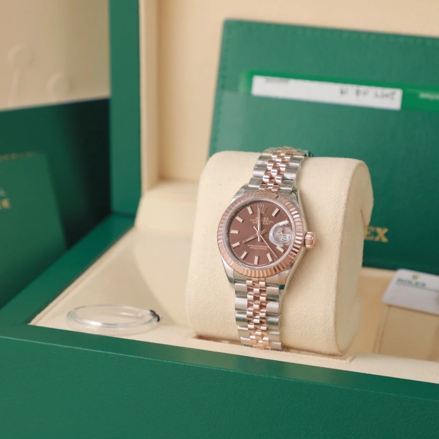 95新 Rolex/劳力士 日志间金巧克力盘自动机械女表/6752
