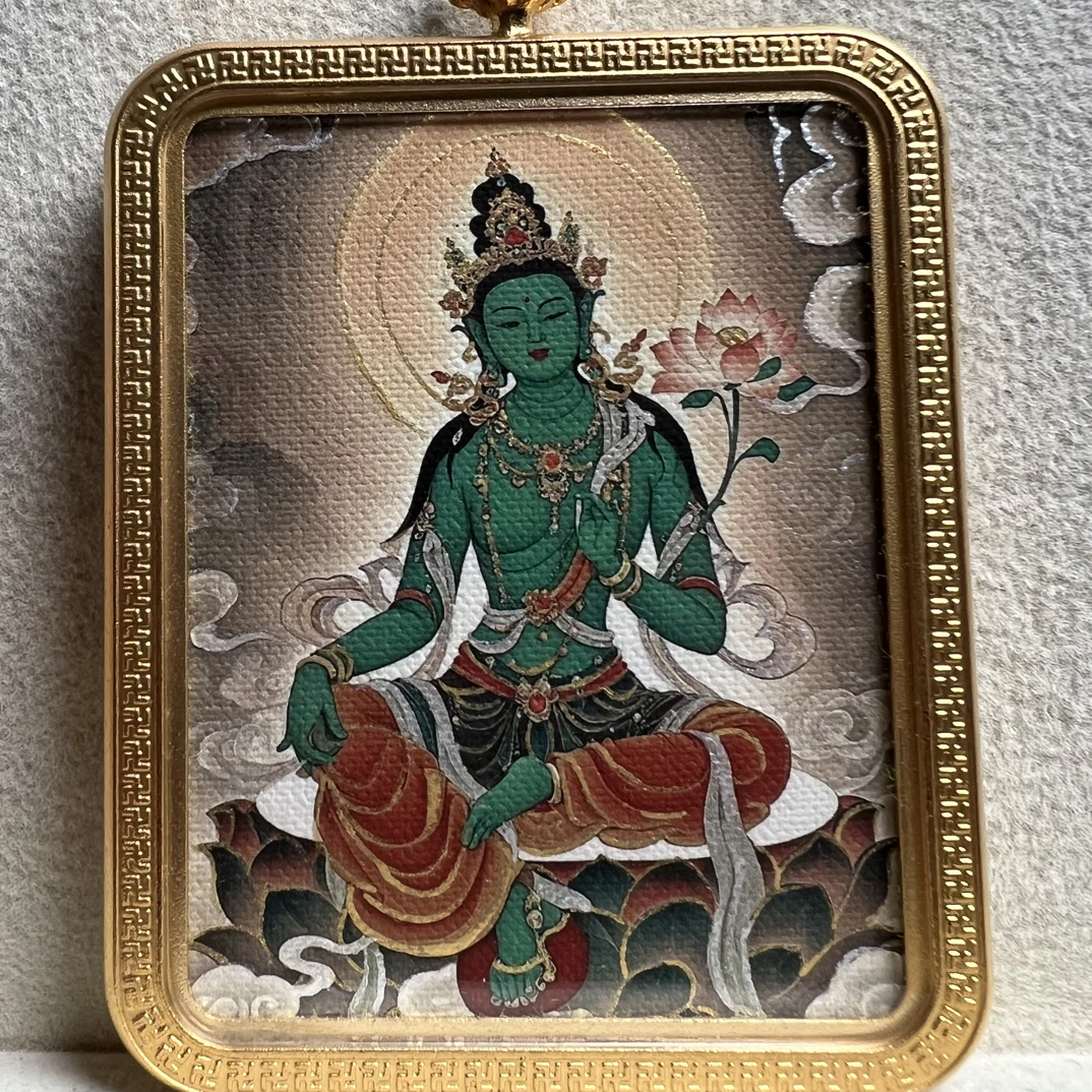 绿度母 绿妈妈 唐卡吊坠 脖挂