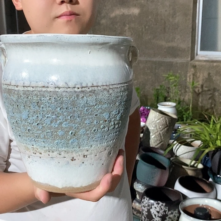 紫砂花盆口18考2瑕疵