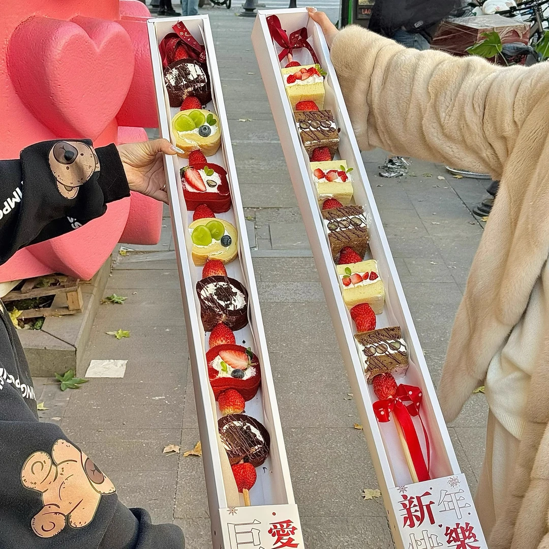 网红一米长蛋糕包装盒加特林甜品超长加长蛋糕纸盒蛋糕包装盒礼盒