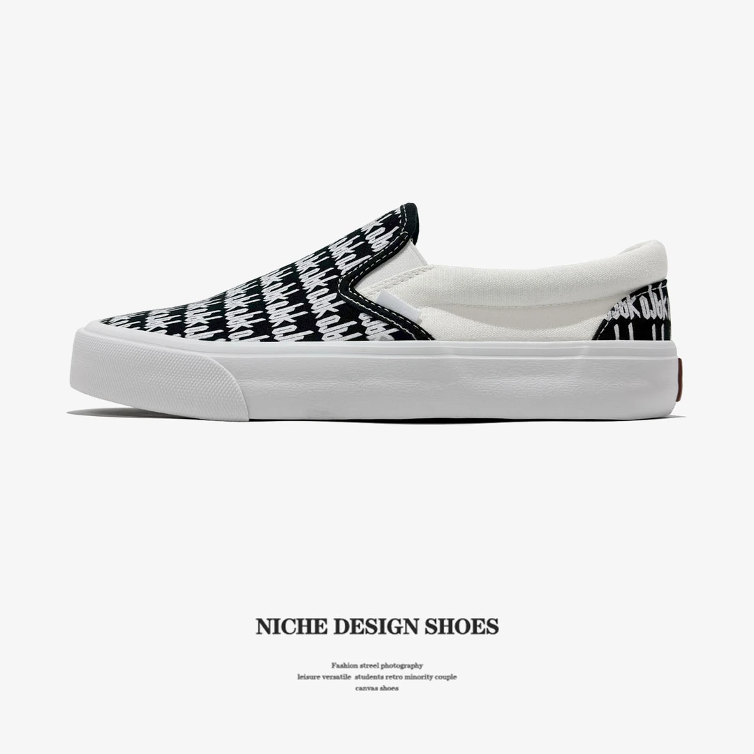 日系冈山字母一脚蹬低帮帆布鞋男女鞋情侣款小白鞋男鞋1970S百搭