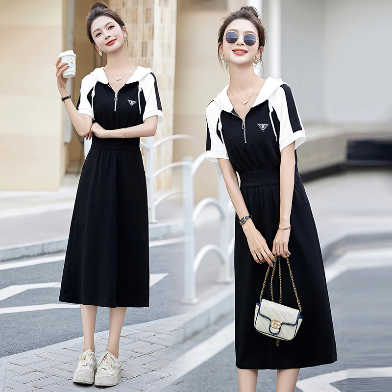 卫衣短袖连衣裙女2025新款夏季薄款休闲小个子法式显瘦高级感裙子