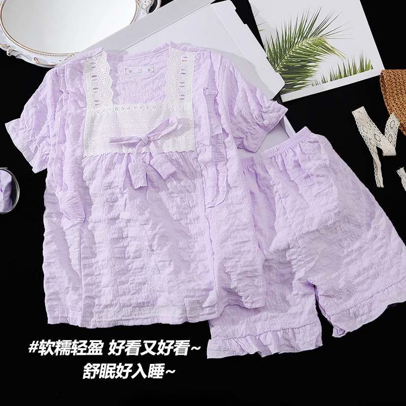 儿童睡衣女童夏季薄款短袖空调服套装女孩初中学家居服2025新款