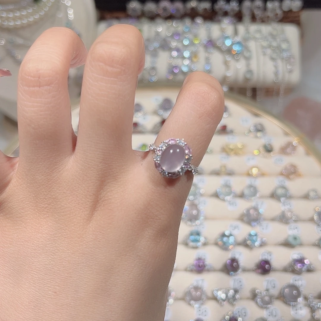 戒指银S925镶嵌芙蓉石