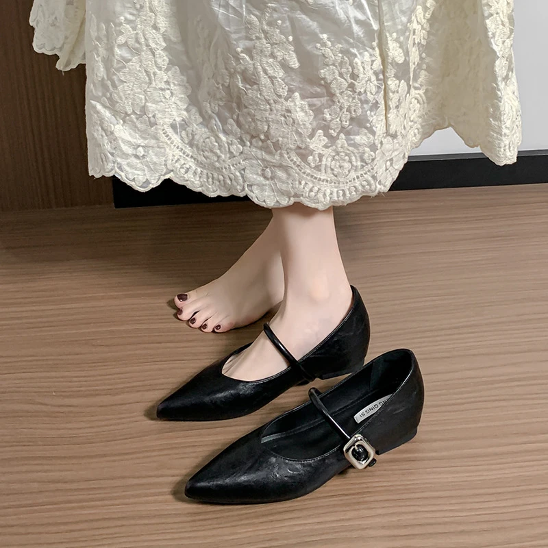 小码31-34平底内增高气质一字带尖头玛丽珍单鞋女2025新款春夏季