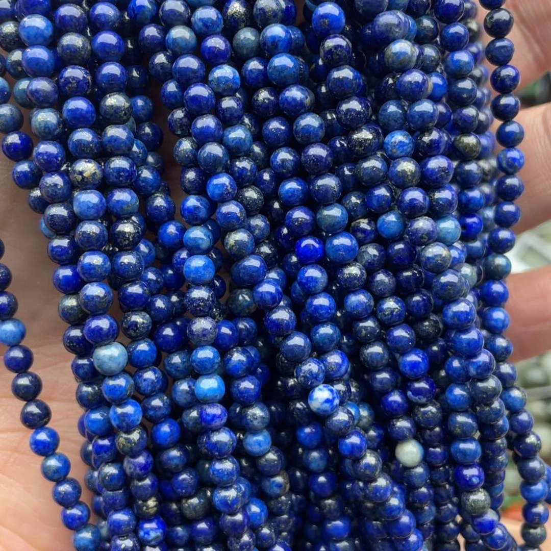 玛瑙/玉髓珠宝半成品未镶嵌两条装4mm青金圆珠