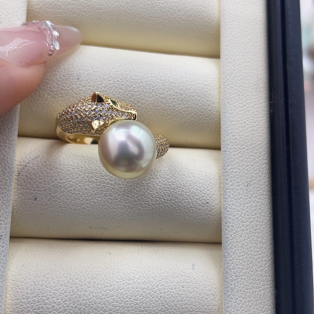 戒指海水珍珠银S925镶嵌