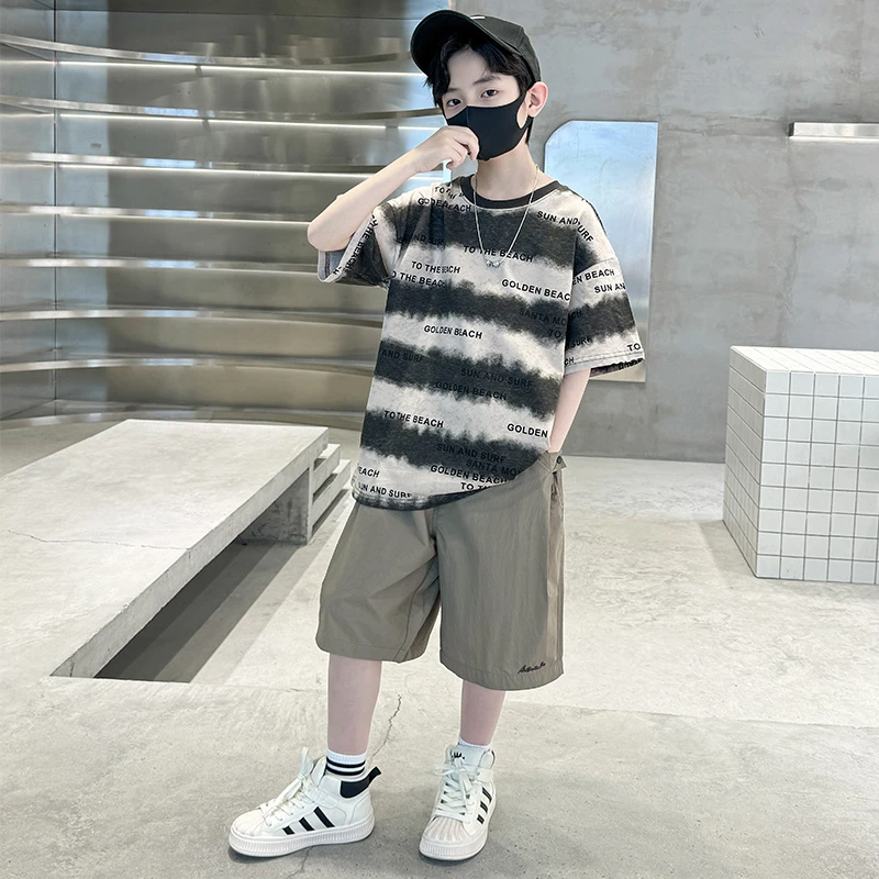 男童短袖套装2025新款男孩中大童夏季洋气薄款半袖儿童夏装两件套