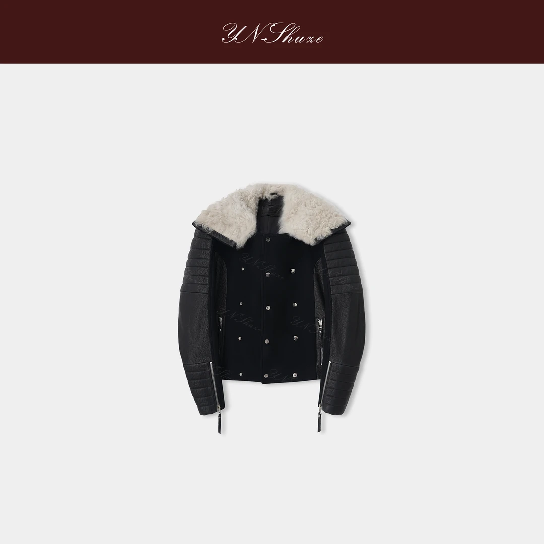 YN-SHUZE设计师冬季绵羊皮毛领皮衣SZ-YNB-15FGO9