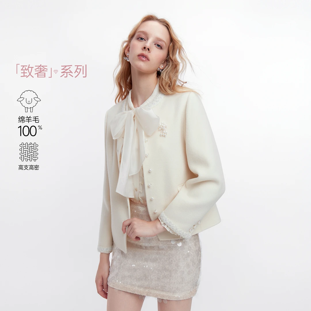 MISSCOCOON可可尼毛呢大衣女2025冬季新款千金风短外套