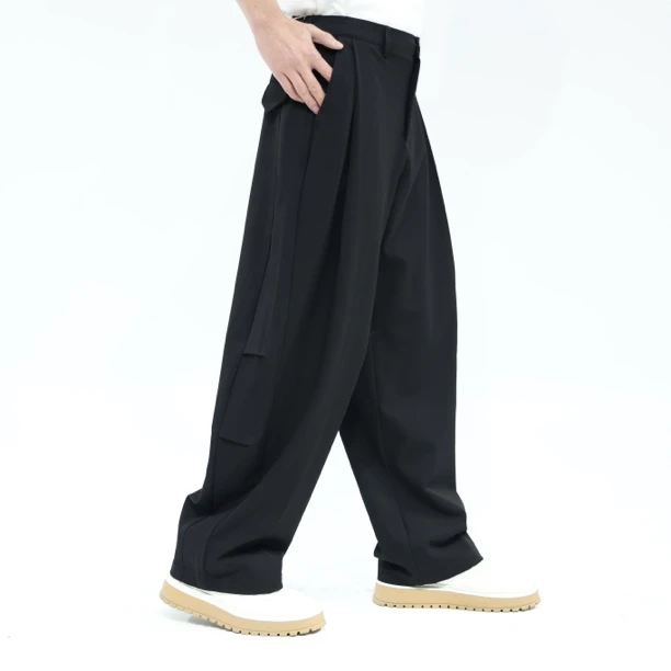 百搭纯色大码长裤西装裤西裤男装潮流不起球直筒裤薄款阔腿裤
