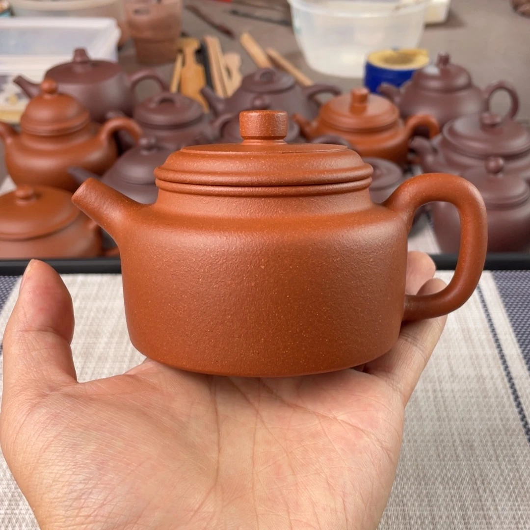 茶壶紫砂半手工红降坡德钟壶230cc
