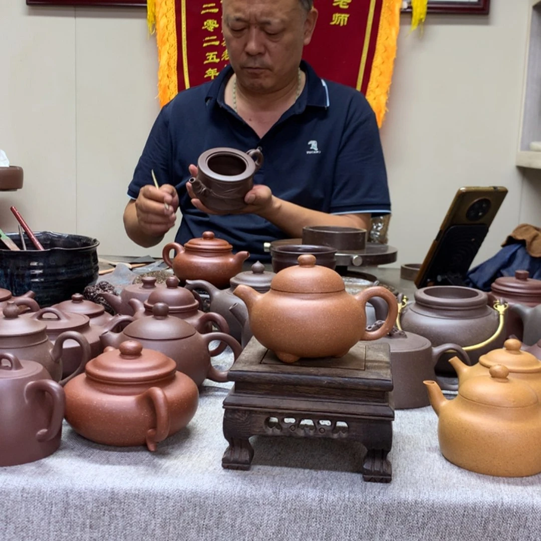茶壶紫泥黄降坡喜瓢150 C半手工制作