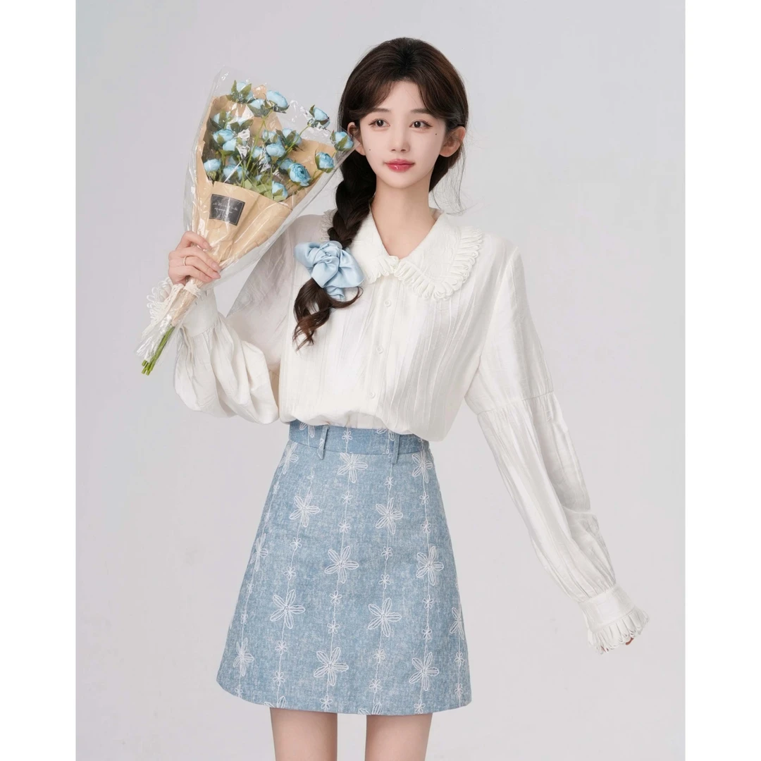 余紫绮【流萤】春季新款长袖衬衫女百搭上衣ZW2023264